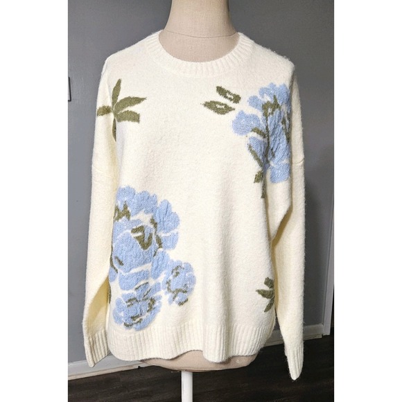 Ted Baker Sweaters - Ted Baker London Floral Jacquard Sweater Women's Medium In Soft Marshmallow